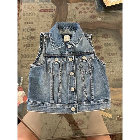 Gap Kids Blue 100% Cotton Button Front Denim Vest Size Small - Picture 3 of 9